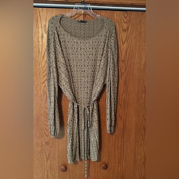 Zara Womens Brown Pullover Knee Length Dress Polyester US Small Oversized - Picture 1 of 14